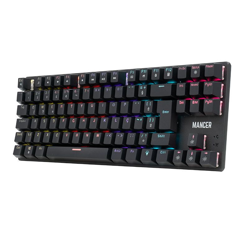 Teclado Mecanico Gamer Mancer Shade MK2, Rainbow, Switch Huano Marrom, Preto, MCR-SHM2-RBW01BW