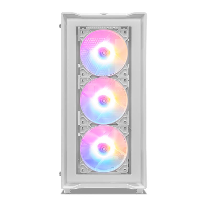 Gabinete Gamer Mancer Ward V2, Rainbow, Mid-Tower, Lateral De Vidro, Com 3 Fans, Branco, MCR-WRDV2-WH