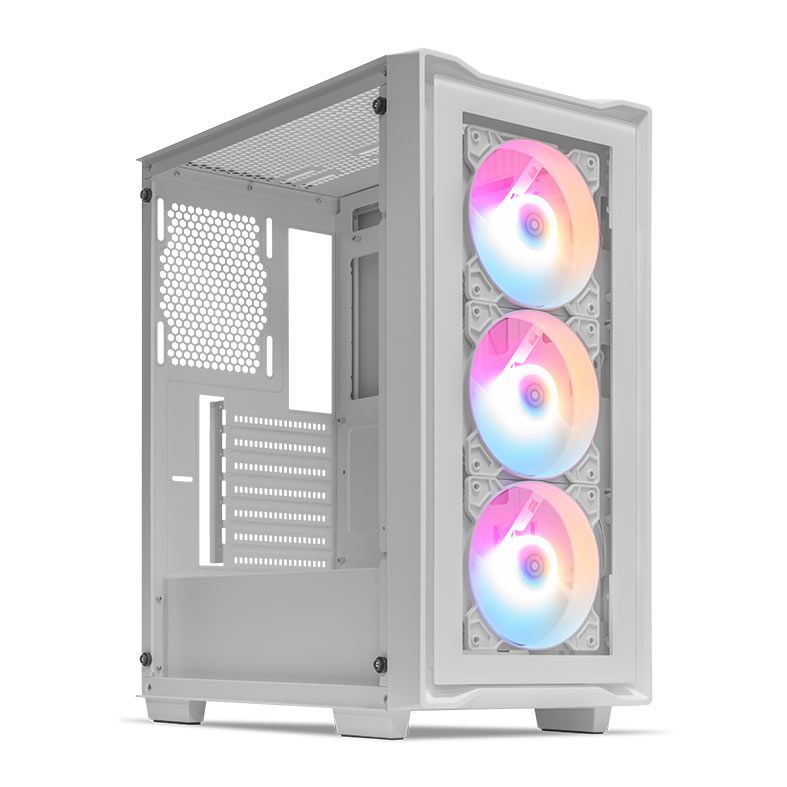 Gabinete Gamer Mancer Ward V2, Rainbow, Mid-Tower, Lateral De Vidro, Com 3 Fans, Branco, MCR-WRDV2-WH