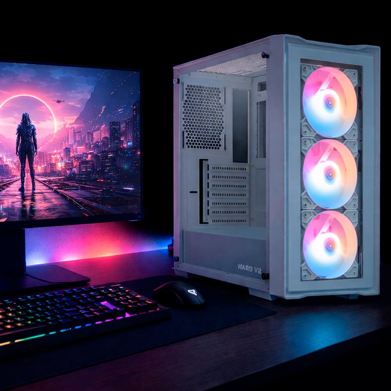 Gabinete Gamer Mancer Ward V2, Rainbow, Mid-Tower, Lateral De
