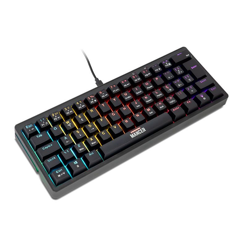 Teclado Mecanico Mancer Zarion, Rainbow, ABNT2, Switch Vermelho, Preto, MCR-ZRN-RBW01