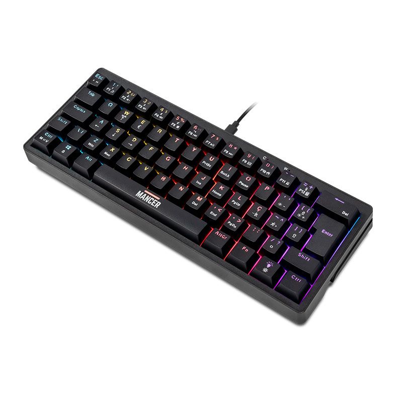 Teclado Mecanico Mancer Zarion, Rainbow, ABNT2, Switch Vermelho, Preto, MCR-ZRN-RBW01