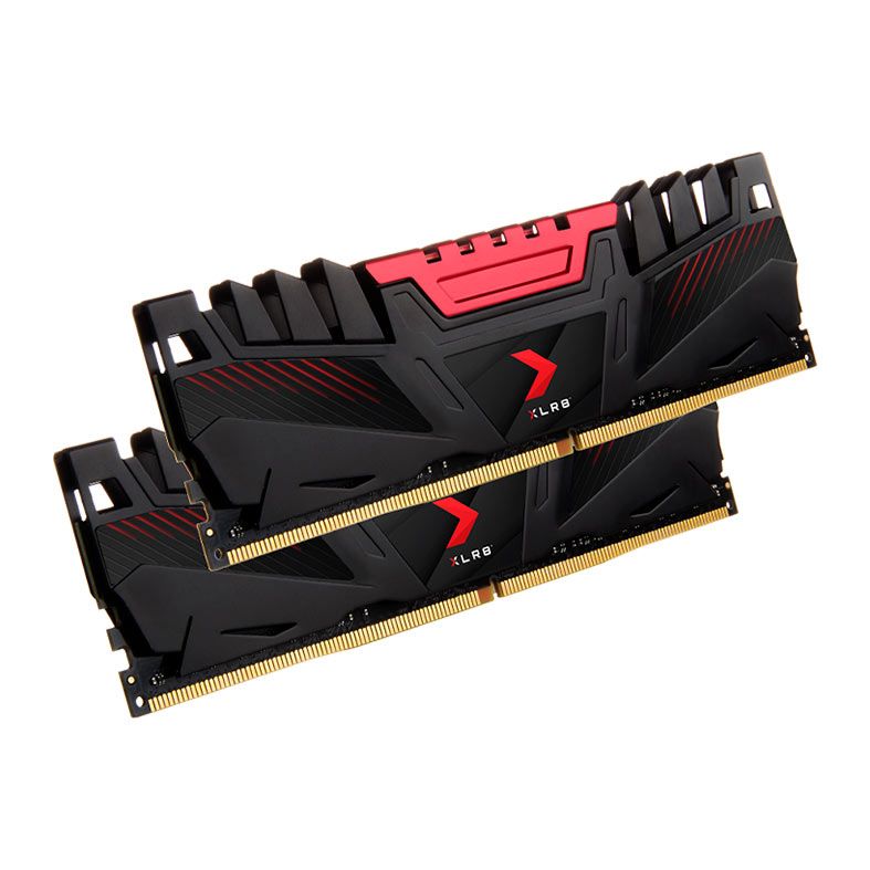 Memoria PNY XLR8, 16GB (2x8GB), DDR4, 3200MHz, C16, Preta e Vermelha, MD16GK2D4320016AXR