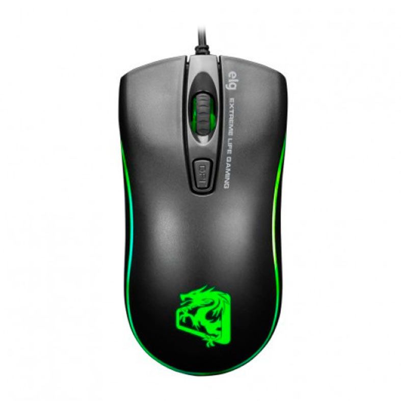 Mouse Gamer Elg DRAGON WAR, 2400DPI, Led 7 cores, Preto, MGDW