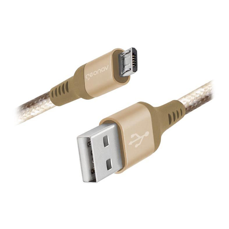 Cabo Micro USB Geonav Ultra Resistente 1,5m Nylon Trançado Dourado, MIC15G