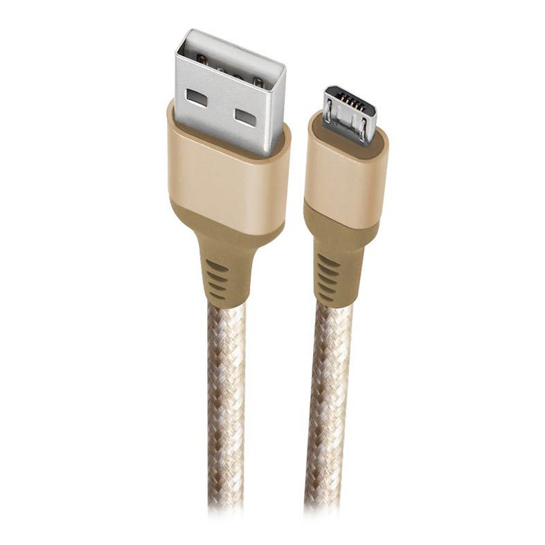 Cabo Micro USB Geonav Ultra Resistente 1,5m Nylon Trançado Dourado, MIC15G