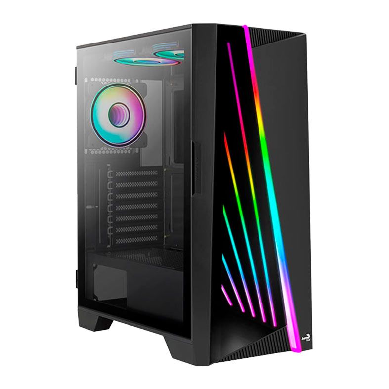 Gabinete Gamer Aerocool Mirage V1, ARGB, Mid-Tower, Lateral de Vidro, Com 1 Fan, Preto, MIRAGE-G-BK-V1