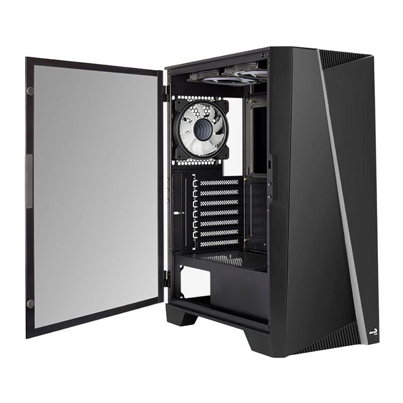 Gabinete Gamer Aerocool Mirage V1, ARGB, Mid-Tower, Lateral de Vidro, Com 1 Fan, Preto, MIRAGE-G-BK-V1