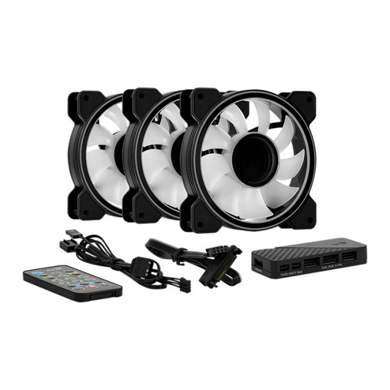 Kit Ventoinha Aerocool Mirage 12 Pro, 3x120mm, ARGB, MIRAGE12PRO-ARGB