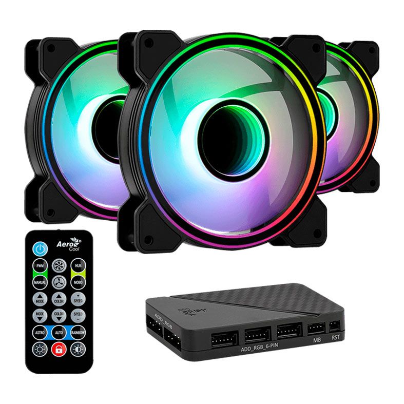 Kit Ventoinha Aerocool Mirage 12 Pro, 3x120mm, ARGB, MIRAGE12PRO-ARGB