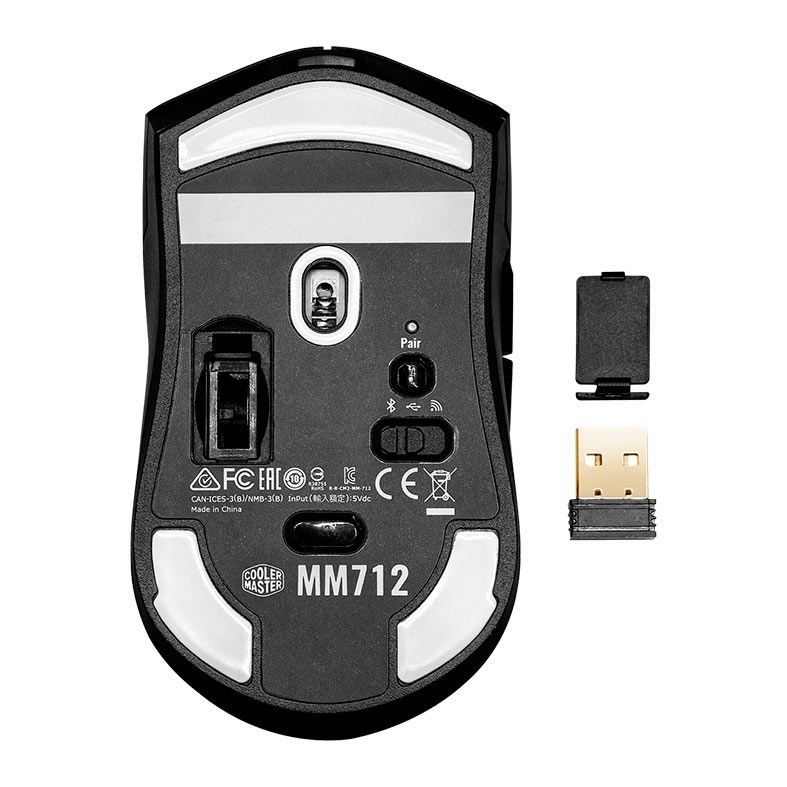 Mouse Gamer Cooler Master MM712, Wireless, RGB, 19000DPI, 6 Botoes, Preto Fosco, MM-712-KKOH1