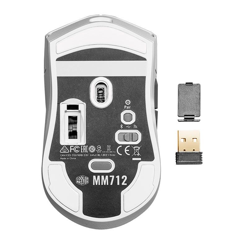 Mouse Gamer Cooler Master MM712, Wireless, RGB, 19000DPI, 6 Botoes, Branco Fosco, MM-712-WWOH1