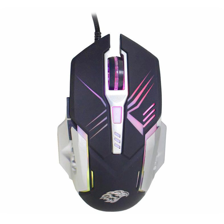 Mouse Gamer K-MEX MO-T436, Led Automatico, 2400DPI, 6 Botoes, Preto e Branco, MOT436UF0010B1X