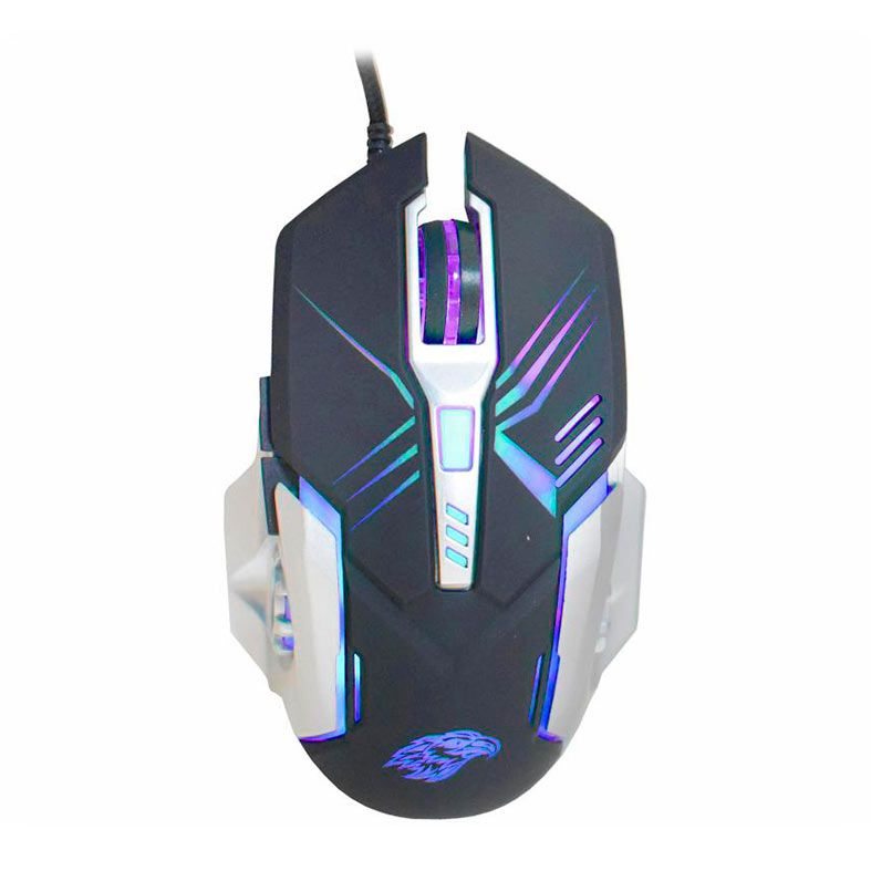 Mouse Gamer K-MEX MO-T436, Led Automatico, 2400DPI, 6 Botoes, Preto e Branco, MOT436UF0010B1X
