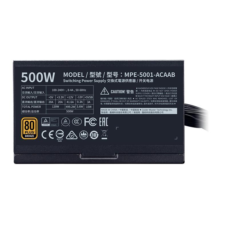 Fonte Cooler Master MWE 500 80 Plus Bronze, MPE-5001-ACAAB-BR