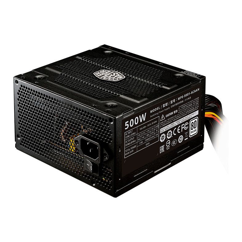 Fonte Cooler Master Hyper White 500, 500W, 80 Plus Standard, Preto, MPE-5001-ACAAN-HWO