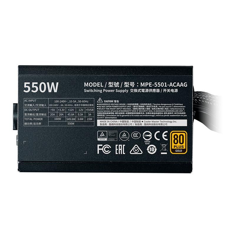 Fonte Cooler Master MWE 550 V2 80 Plus Gold, MPE-5501-ACAAG-WO