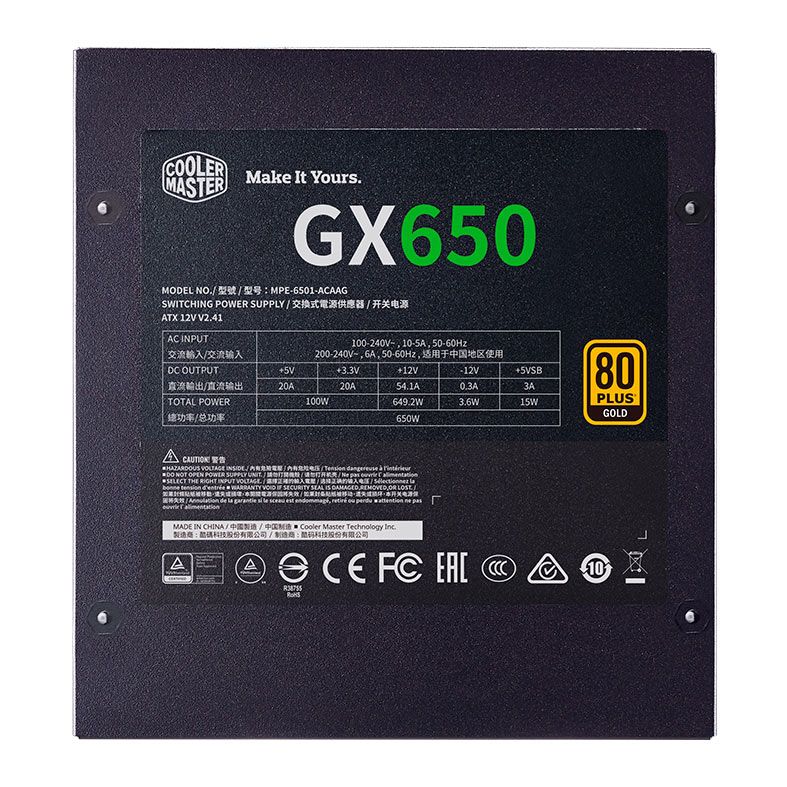 Fonte Cooler Master GX650 Gold, 650W, Full-Modular, 80 Plus Gold, Preto, MPE-6501-AFAAG-W1