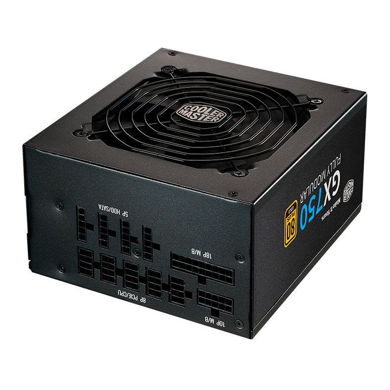Fonte Cooler Master GX750 Gold, 750W, Full Modular, 80 Plus Gold, Preto, MPE-7501-AFAAG-W1