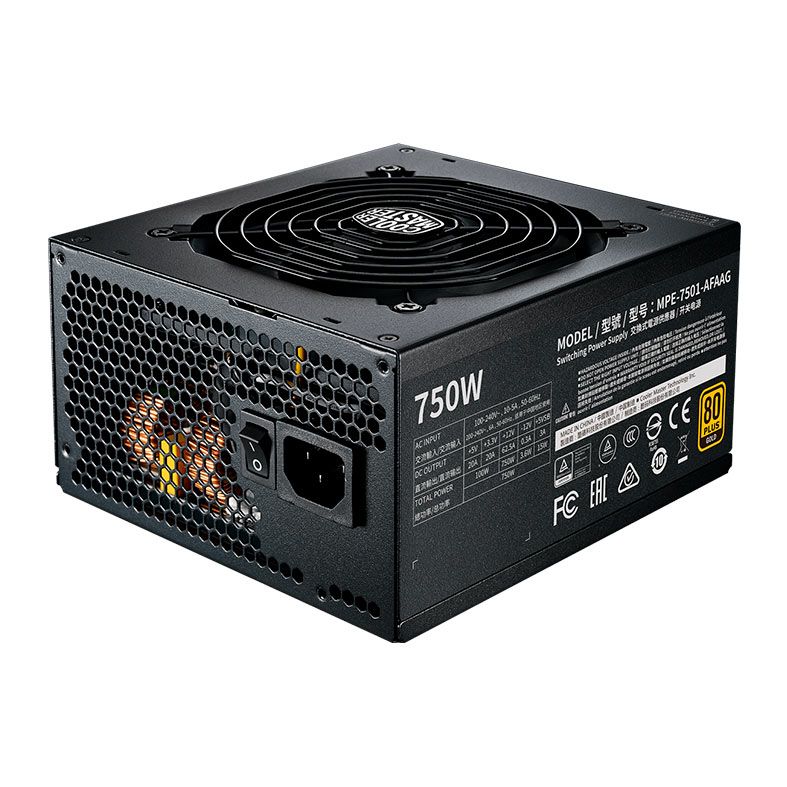 Fonte Cooler Master MWE 750 Gold V2, 750W, Full Modular, 80 Plus Gold, Preto, MPE-7501-AFAAG-WO