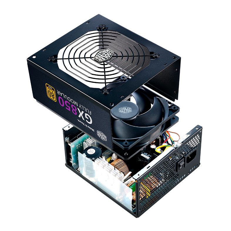 Fonte Cooler Master GX850 Gold, 850W, Full Modular, 80 Plus Gold, Preto, MPE-8501-AFAAG-W1