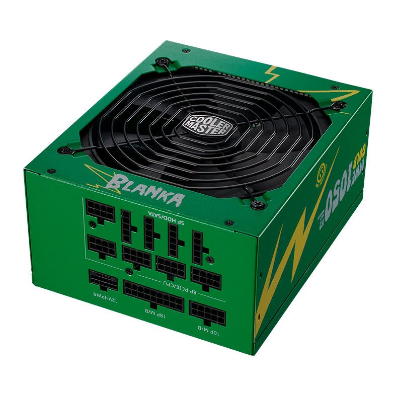 Fonte Cooler Master MWE Gold V2 1050 Street Fighter 6 Blanka, 1050W, PCI-e 5.0, Full Modular, 80 Plus Gold, Verde, MPE-A501-AFCAG-3VWO