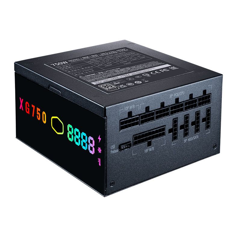 Fonte Cooler Master XG Plus 750 Platinum, 750W, ARGB, Full Modular, 80 Plus Platinum, Preto, MPG-7501-AFBAP-XWO