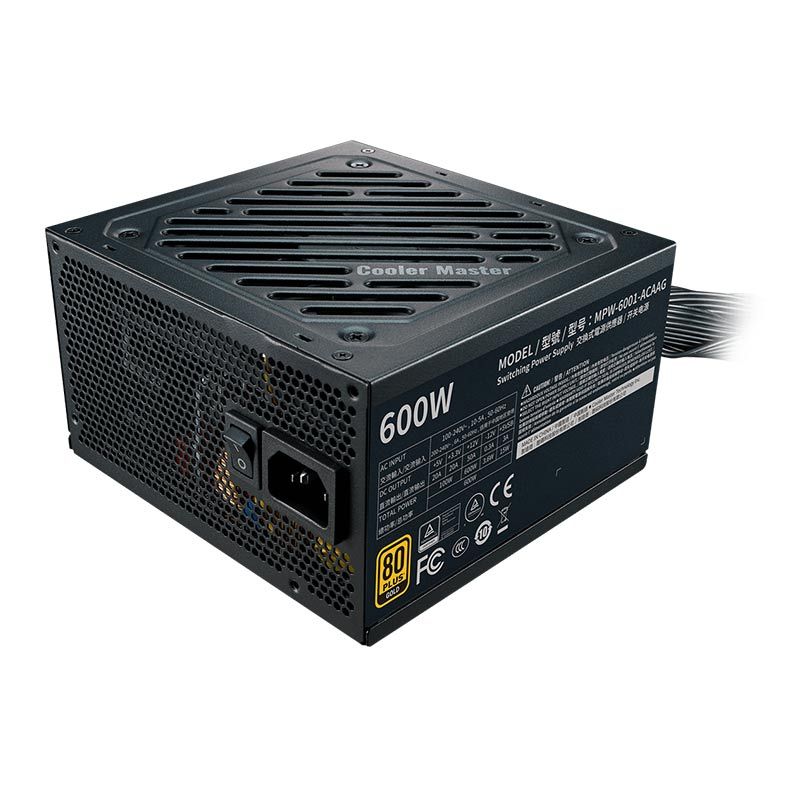 Fonte Cooler Master G600 Gold, 600W, 80 Plus Gold, Preto, MPW-6001-ACAAG-WO
