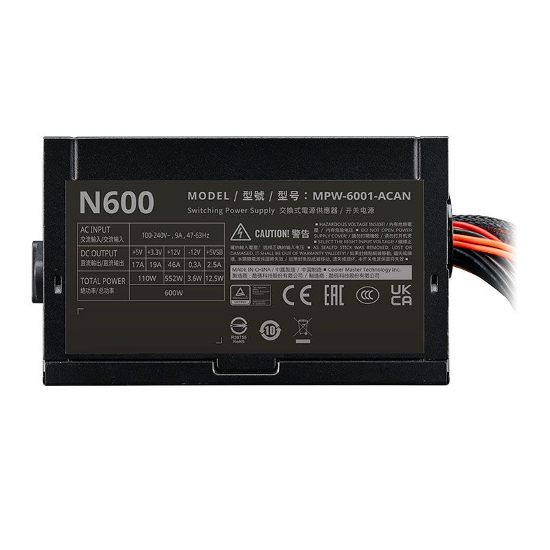 Fonte Cooler Master Elite Nex N600, Full Range, 600W, Preto, MPW-6001-ACAN-BBR