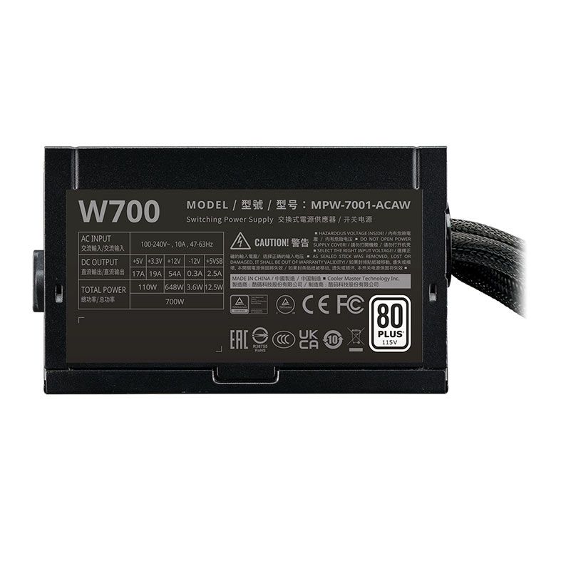 Fonte Cooler Master Elite Nex W700, Full Range, 700W, 80 Plus, Preto, MPW-7001-ACAW-BB1