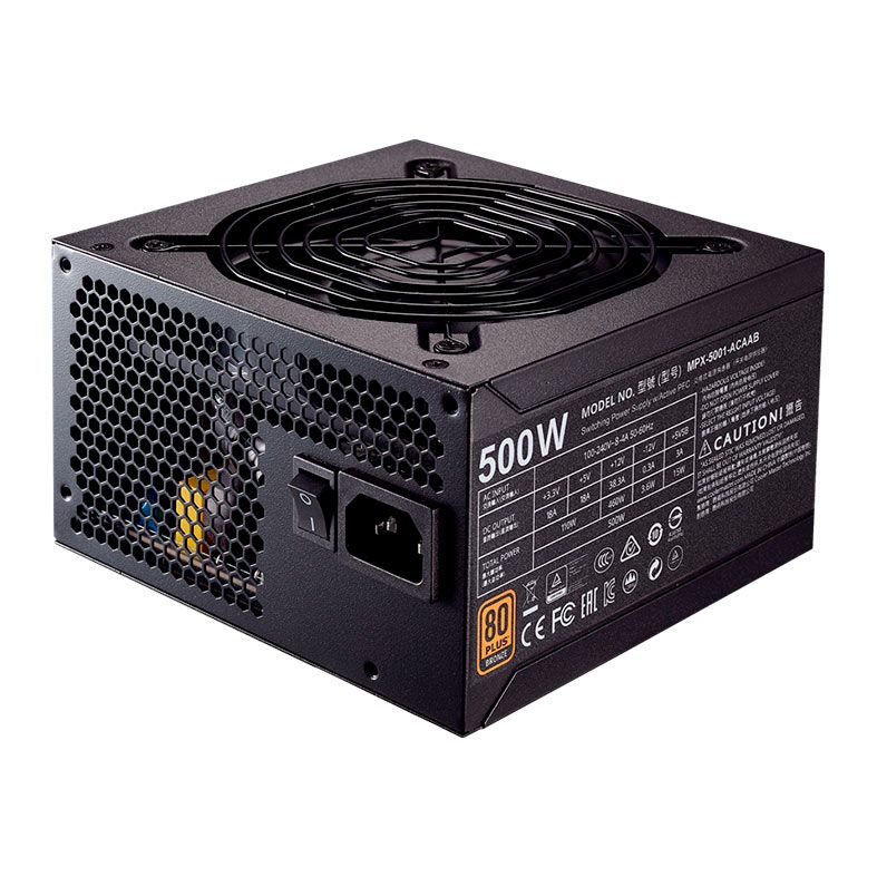 Fonte Cooler Master MWE 500, 500W, 80 Plus Bronze, Preto, MPX-5001-ACAAB-US