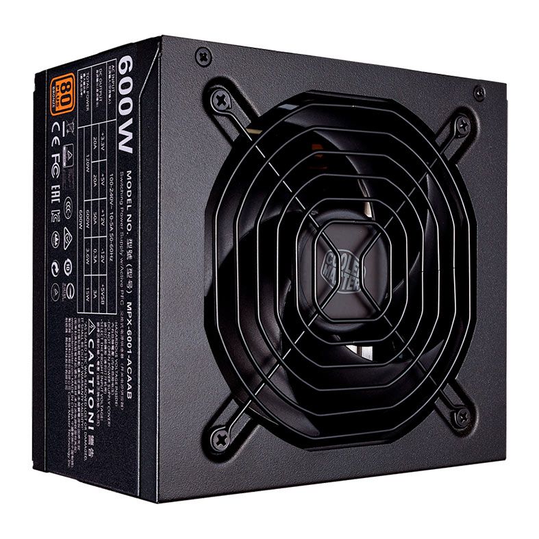Fonte Cooler Master MWE 600, 600W, 80 Plus Bronze, Preto, MPX-6001-ACAAB-US