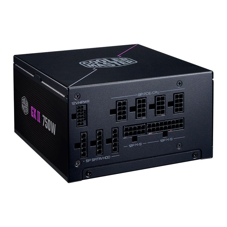 Fonte Cooler Master GX II 750 Gold, 750W, PCI-e 5.0, Full Modular, 80 Plus Gold, Preto, MPX-7503-AFAG-2BWO