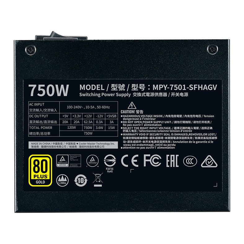 Fonte Cooler Master V750 SFX Gold, 750W, Full Modular, 80 Plus Gold, Preto, MPY-7501-SFHAGV-WO