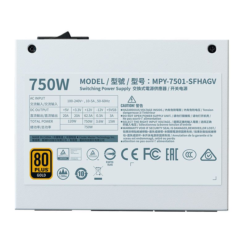 Fonte Cooler Master V750 SFX Gold, 750W, Full Modular, 80 Plus Gold, Branco, MPY-7501-SFHAGV-WW