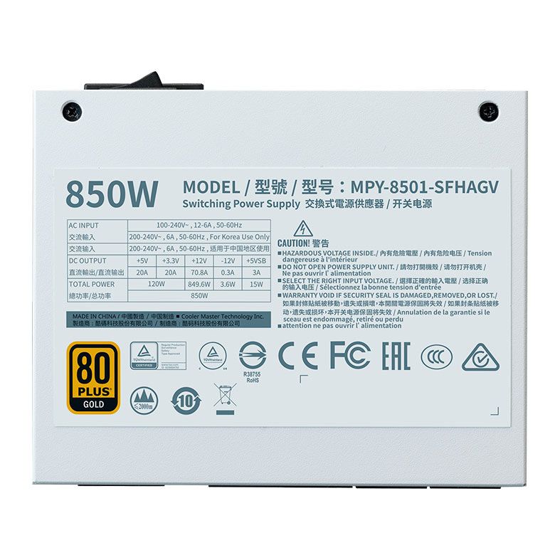 Fonte Cooler Master V850 SFX Gold, 850W, Full Modular, 80 Plus Gold, Branco, MPY-8501-SFHAGV-WW
