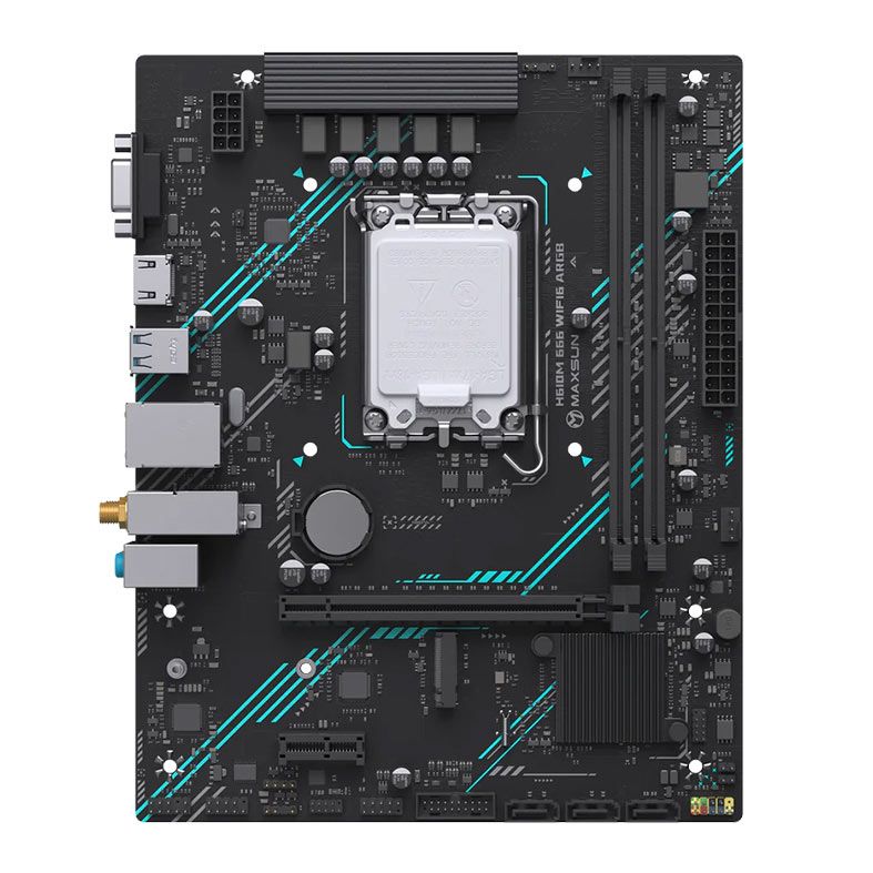 Placa Mae Maxsun MS-H610M 666 WiFi6 ARGB, DDR4, LGA1700, M-ATX, Chipset Intel H610, MS-H610M-666-WF6-ARGB