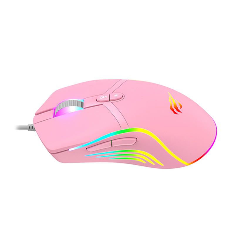 Mouse Gamer Havit Gamenote MS1026, RGB, 6400DPI, 7 Botoes, Rosa, HVMS-MS1026-PK