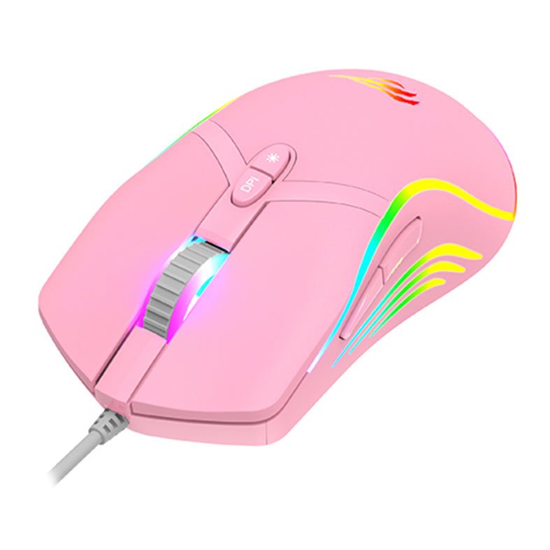Mouse Gamer Havit Gamenote MS1026, RGB, 6400DPI, 7 Botoes, Rosa, HVMS-MS1026-PK