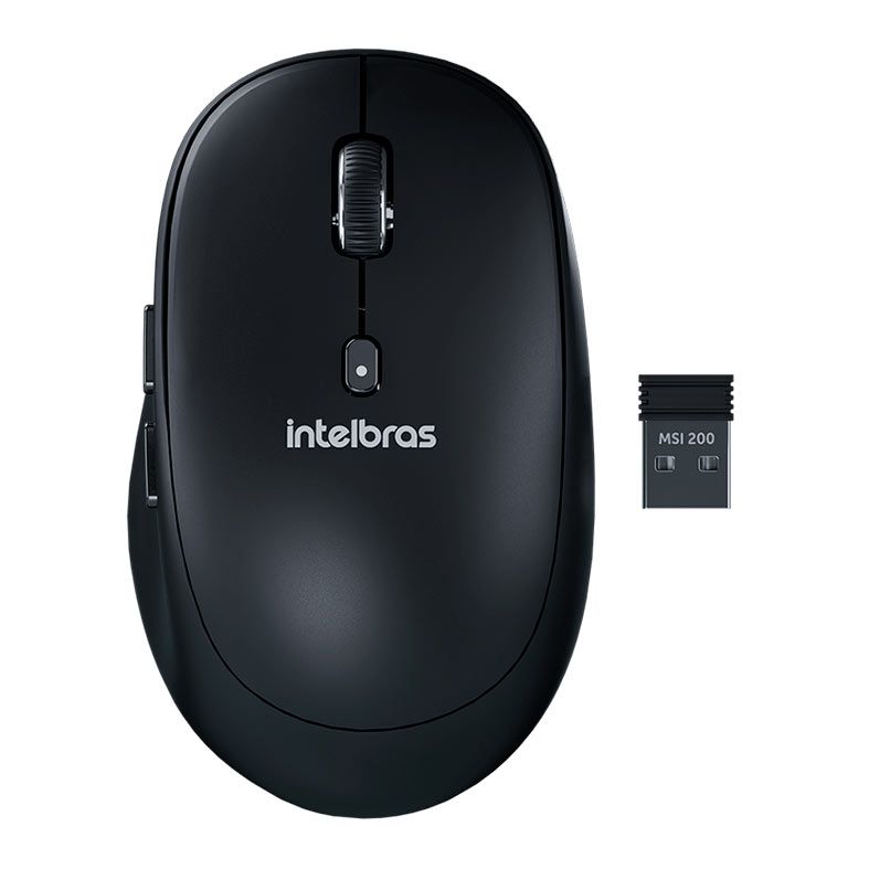 Mouse Wireless Intelbras MSI 200, 2400DPI, Preto, MSI200-PRETO