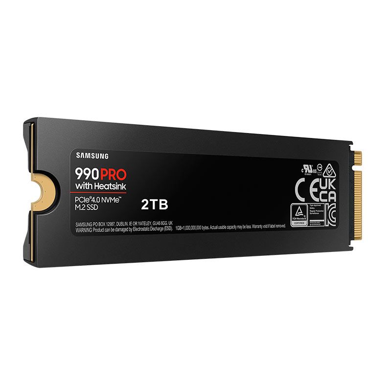 SSD Samsung 990 PRO com Heatsink, 2TB, M.2 2280, PCIe NVMe, Leitura 7450 MB/s, Gravacao 6900 MB/s, MZ-V9P2T0CW