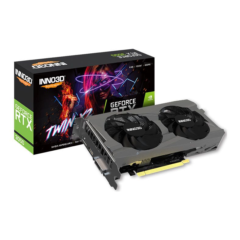 Placa de Video INNO3D GeForce RTX 3050 Twin X2 V2, 6GB, GDDR6, 96-bit, N30502-06D6-1880VA60