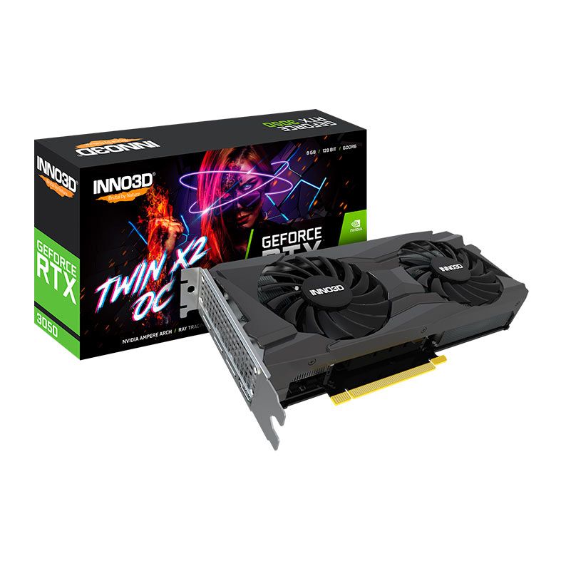 Placa de Video INNO3D GeForce RTX 3050 Twin X2 OC, 8GB, GDDR6, 128-bit, N30502-08D6X-11902130