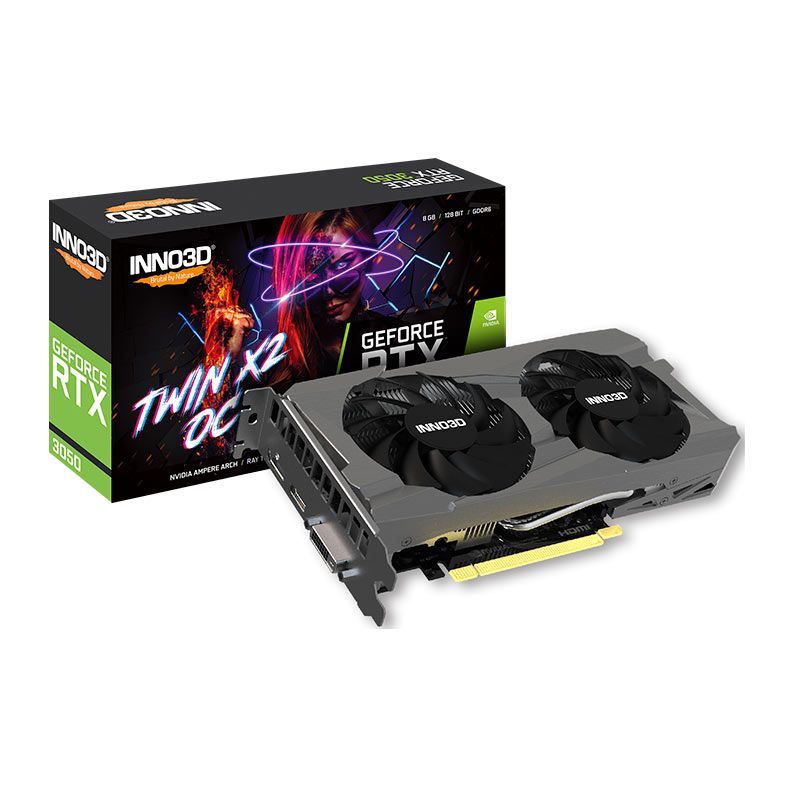 Placa de Video INNO3D GeForce RTX 3050 Twin X2 OC, 8GB, GDDR6, 128-bit, N30502-08D6X-1711VA41