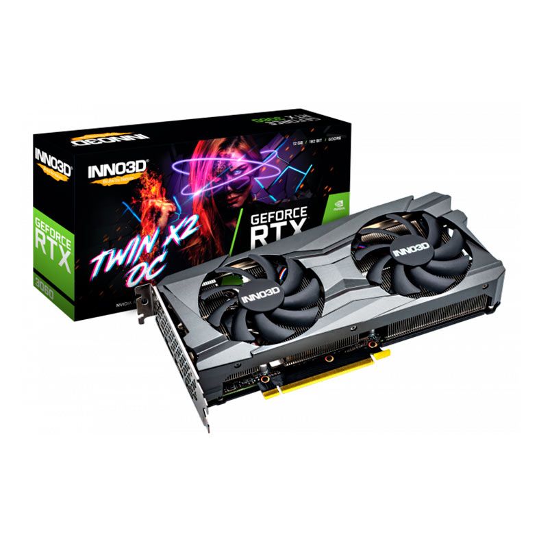 Placa de Video INNO3D GeForce RTX 3060 Twin X2 OC, 12GB, GDDR6, 192-bit, N30602-12D6X-11902120H