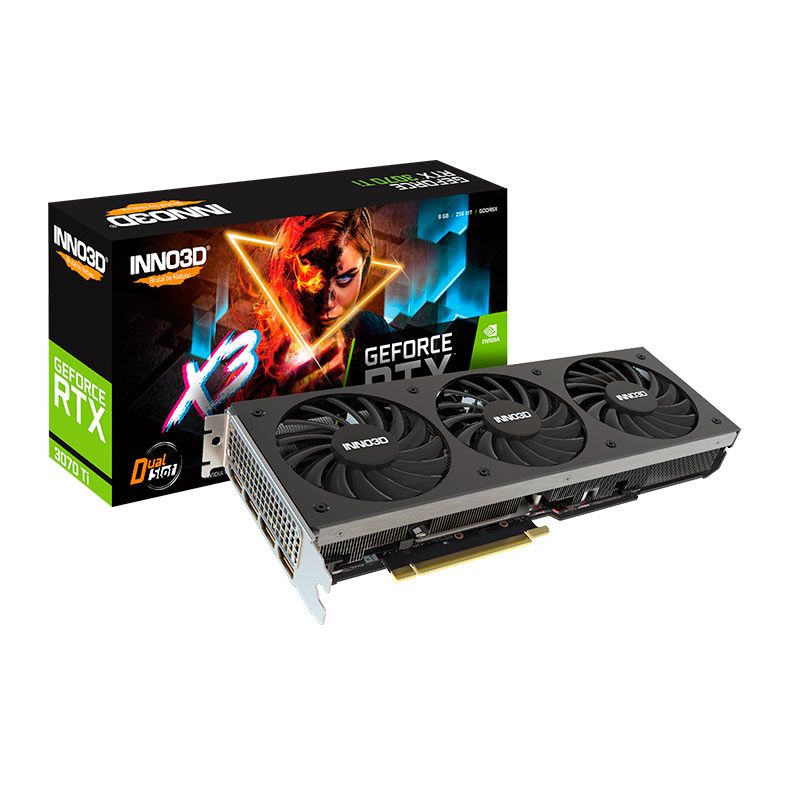 Placa de Video INNO3D GeForce RTX 3070 Ti X3, 8GB, GDDR6X, 256-bit, N307T3-086X-1810VA44