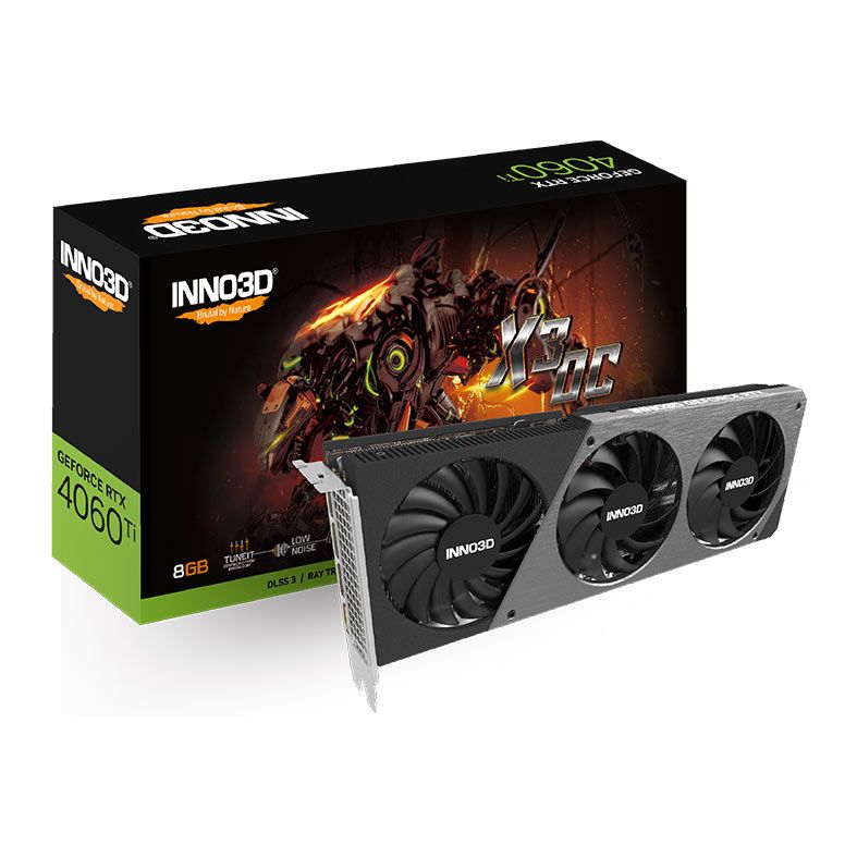 Placa de Video INNO3D GeForce RTX 4060 Ti X3 OC, 8GB, GDDR6, 128-bit, N406T3-08D6X-171153L