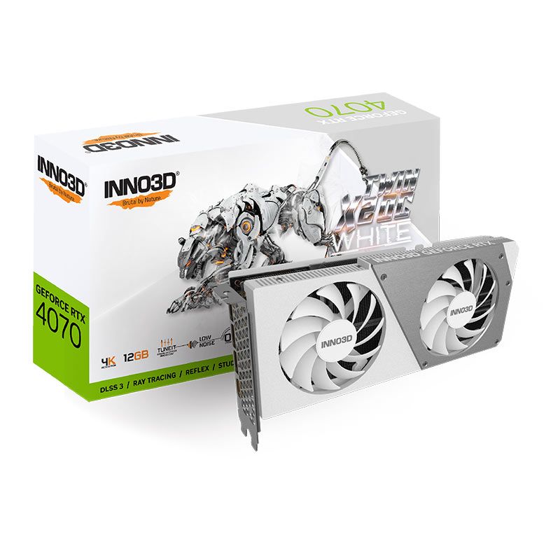 Placa de Video INNO3D GeForce RTX 4070 Twin X2 OC White, 12GB, GDDR6X, 192-bit, N40702-126XX-183052V
