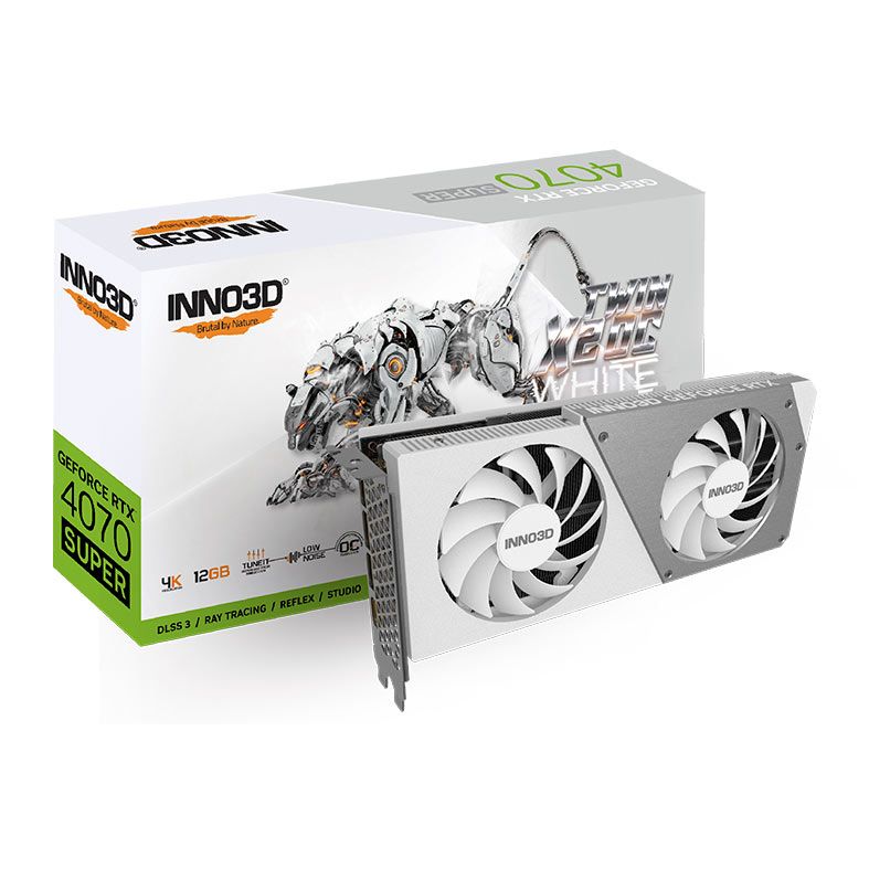 Placa de Video INNO3D GeForce RTX 4070 Super Twin X2 OC White, 12GB, GDDR6X, 192-bit, N407S2-126XX-186162W