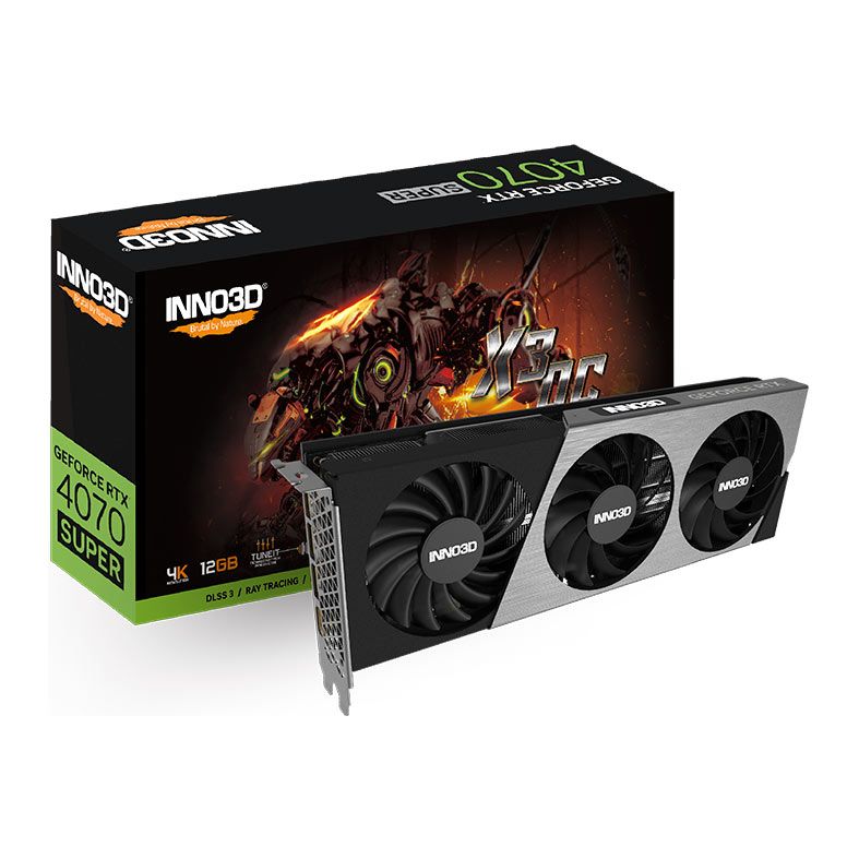 Placa de Video INNO3D GeForce RTX 4070 Super X3 OC, 12GB, GDDR6X, 192-bit, N407S3-126XX-186162L